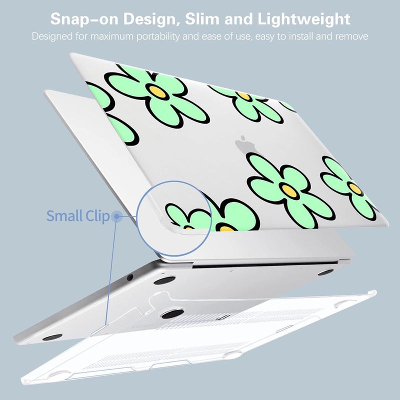 KEROM حافظة متوافقة لجهاز MacBook Air مقاس 13 بوصة 2025 M4، 2024-2022 M3 M2 A3240 A3113 A2681، تصميم أنيق وجذاب من البلاستيك الصلب وغطاء لوحة المفاتيح لجهاز MacBook Air مقاس 13.6 بوصة، زهرة بسيطة - Image 5